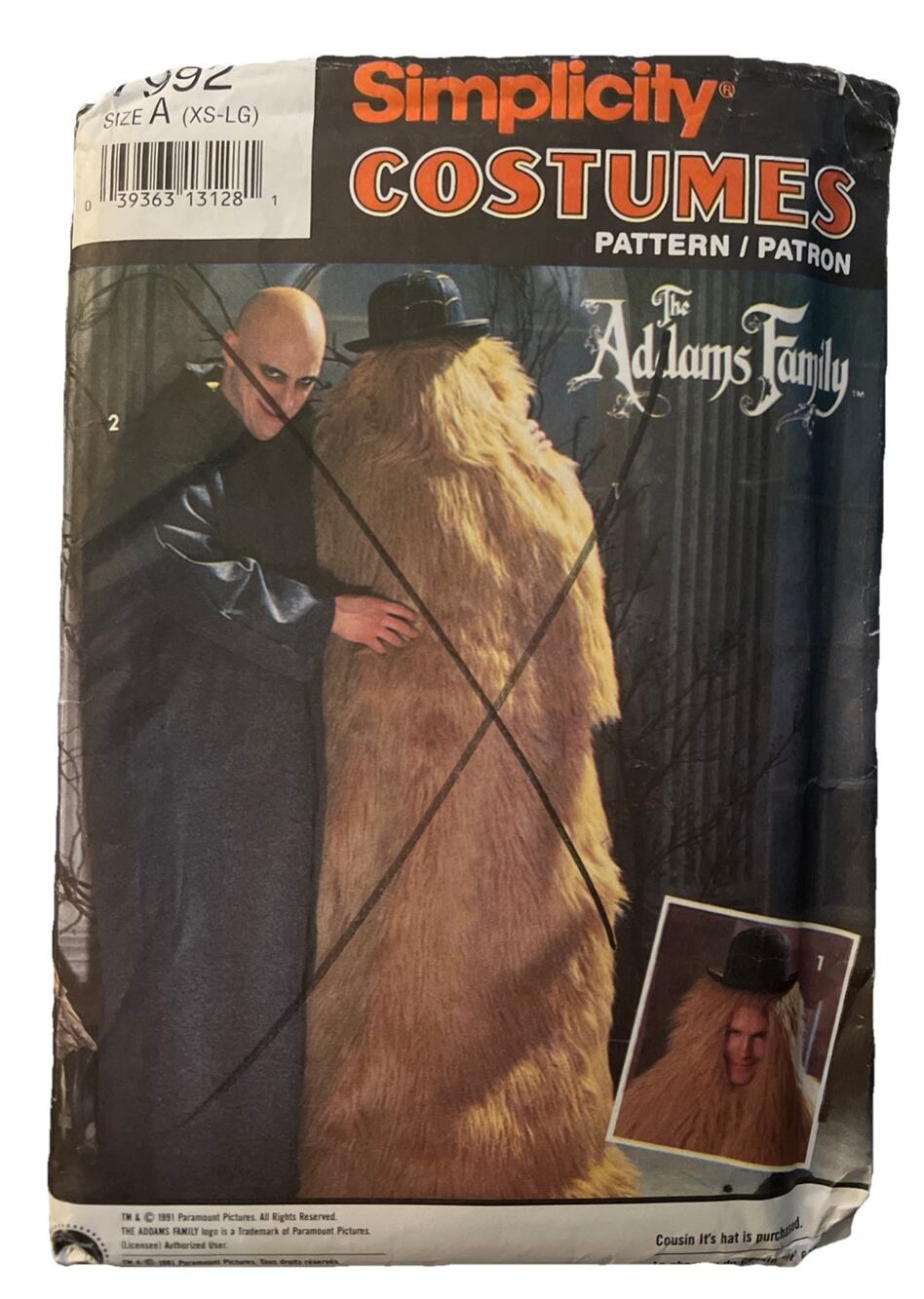 Simplicity 7992 Addams Family Uncle Fester Cousin It Costume Pattern XS-LG UNCUT
